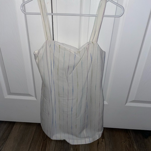 white mini dress with blue and pink stitch - Picture 1 of 3